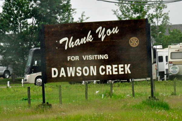 leaving Dawson Creek sign